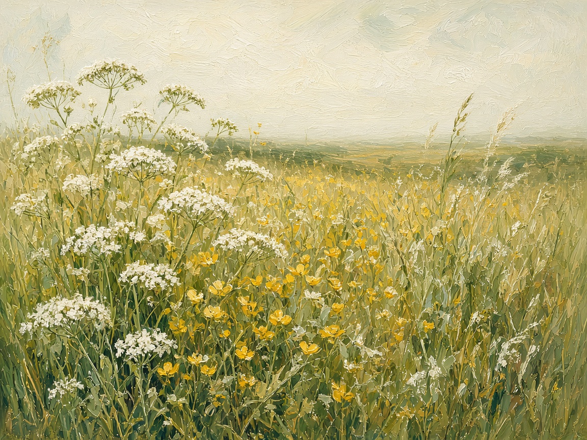 A painting of a wildflower meadow